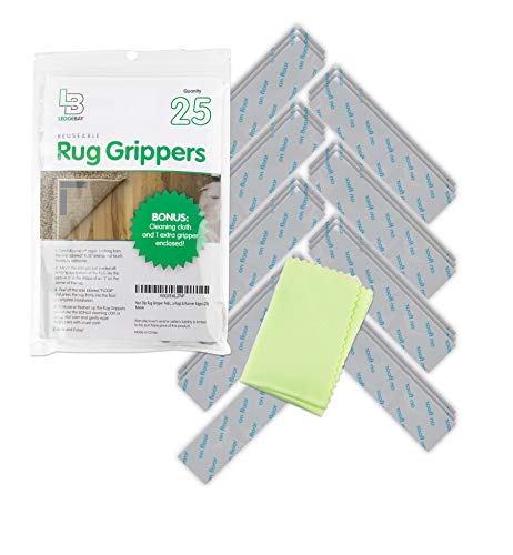 Non Slip Rug Gripper Pads: 25 Reusable Corner Carpet Tape Grippers - Adhesive
