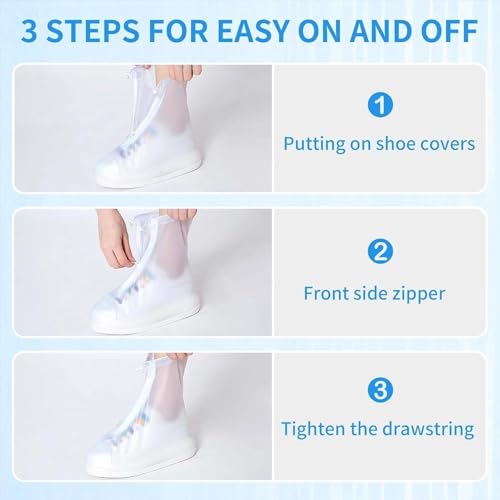 Image of SILENCIO Rain Boots Shoe Covers Waterproof for Men Women Shoe Protectors with Zipper Not-Slip Reusable Overshoes Galoshes for Hiking Climbing Camping Cycling Rainy Day (XL)