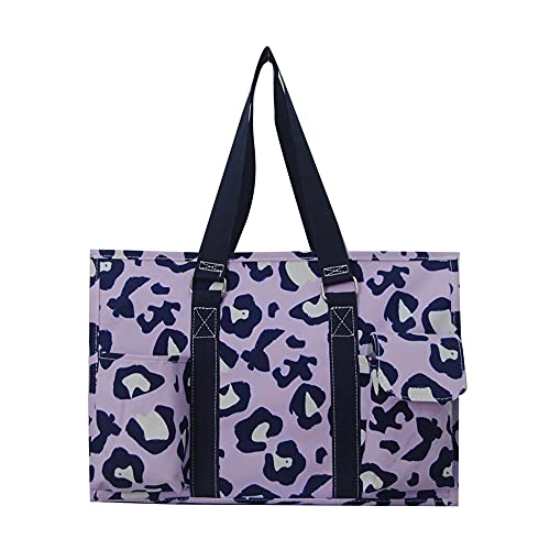 NGIL Utility Water Resistant Tote Bag, Top Zipper Closure, Perfect Gifts for Working Women, Nurses, Gym bag (Purple Cheetah-navy)3