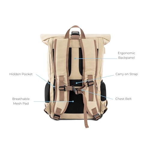 Image of Artisa Canvas Roll top Backpack with 15.6 inch Laptop Compartment, Anti Theft Pocket and Expandable Size