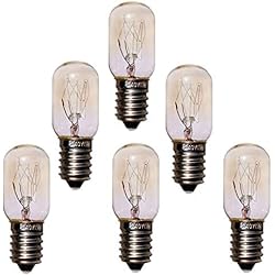 Lamparas De Sal Talca JINYU Pack 6 unidades bombillas nocturna para Lampara de Sal del Himalaya, de rosca SES casquillo E14 chapadas en níquel, T20 15W, 220 V, 230V Bombilla del refrigerador de la máquina de coser 6pcs