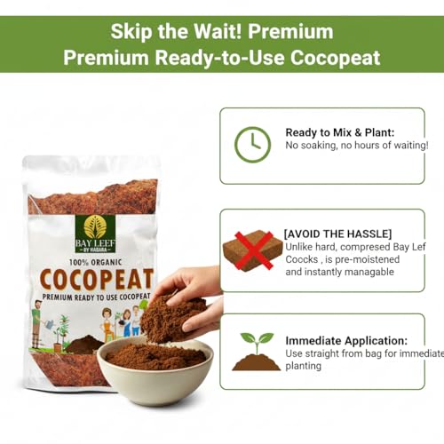 Image of Bay leef Cocopeat Powder for Plants | Ready to Use Organic Coco Peat Powder Coconut Husk | Ideal for Indoor & Outdoor Gardening, Seed Starting, Composting, and Hydroponics | Pack (5kg)