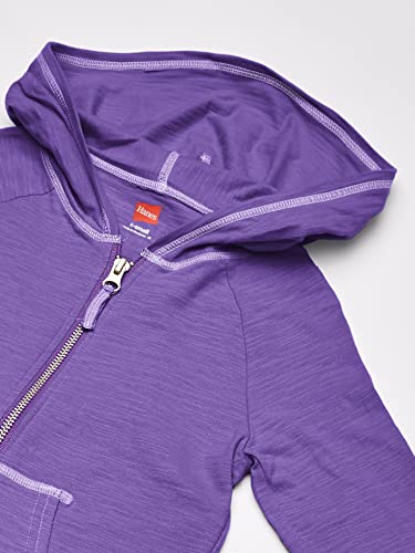 Hanes Little Girls' Slub Jersey Full Zip Jacket, Purple Crush, Small #TOP1