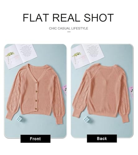 Image of Astylish Women Long Sleeve Open Front Knit Button Down Cardigan Sweaters