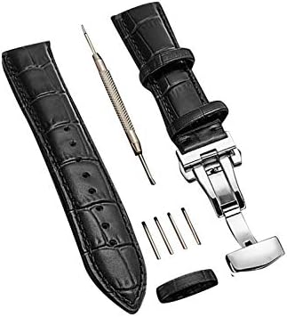 （18:30時点） [AriRi] 時計 ベルト 時計 バンド 23mm 24mm 22mm 21mm 20mm 19mm 18mm 本革腕時計バンド 交換ベルト Dバックル 防水 防汗 メンズ腕時計レザーベルト 工具付き ボックス付き (20mm, ブラック)
