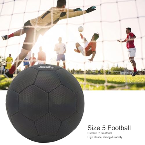 Reflektierender Fußballkugel, Größe 5 Leuchten Im Dunklen Schwarzen Leuchtenden Ball Reflektierende Fußball PU Leck -Proof Air Ventil Leuchtend Leuchtend Fußball