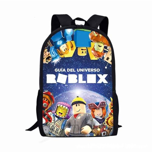 Ubephant 17in Roblx Mochila, Roblx Backpack, Azul para Niños Estudiantes de Primaria Niños Mochila R-oblx Regalo de Mochil de Niño y Niña