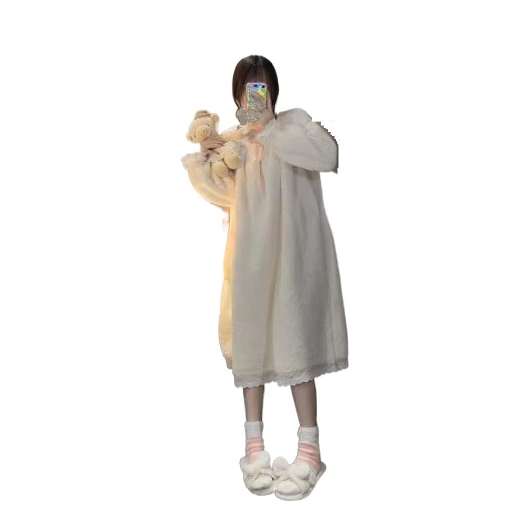 Pyjama femme en velours corail épais robe d'hiver blanche XXL nuit chaude
