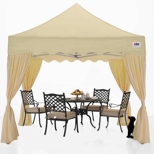Image of ABCCANOPY Patio Pop Up Canopy Tent with Curtain 10x10 Event-Series (Beige)
