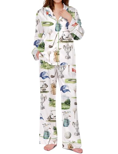 Image of SHESHOW Satin Pajamas for Women Set Long Sleeve Button Down Sleepwear 2 Piece Nightwear Women Pjs Sets Size XS-XXL