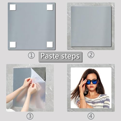 Image of Flitpic Wall Mirror Tiles,Full Length Tiles,Flexible Full Body Mirror for Bedroom,Living Room,Acrylic Wall-Mounted Mirrors,Frameless Mirror (12''x12''x4PCS)