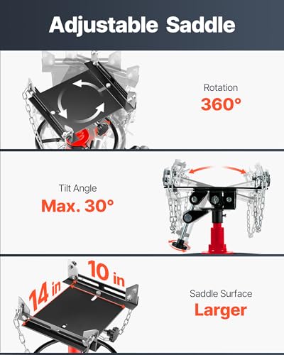 Image of VEVOR 1 /2Ton /1100lbs Capacity Hydraulic Transmission Jack, Car & Truck Compatible, 33.5-67 Inch Lift Range, 2-Stage Jack Stand with Foot Pedal, 360 Swivel Wheel, Red