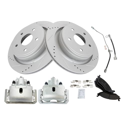 Image of TRQ Brake Pad & Rotor Kit Performance Semi-Metallic Compatible with 2002-2004 Dodge Ram 1500