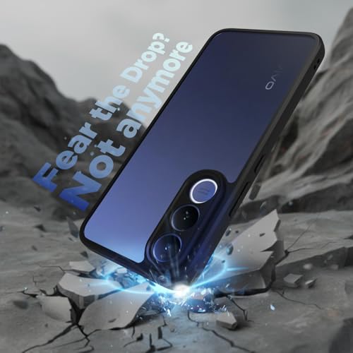 Image of RIGGEAR Shockproof Sleek Hybrid Armor Back Cover Case for Vivo V70 FE 5G (Clear PC + Black TPU Bumper)