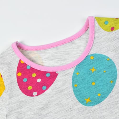 Image of HILEELANG Little Girl Short Sleeve Dress Easter Cotton Casual Applique Tunic Shirt Dresses