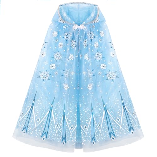Capa con capucha princesa copo de nieve azul talla 4-8 miniatura 1