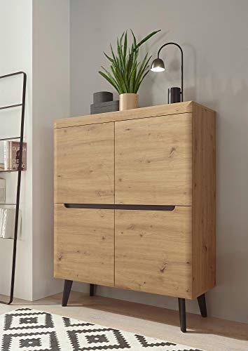 Design-Wohngalerie Highboard Torge - Eiche Artisan/Schwarz Cover