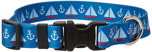Image of Yellow Dog Design Sailboats Anchors Dog Collar, Medium-1 inch Wide fits Neck Sizes 14 to 20 inch Wide