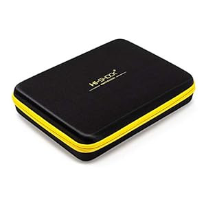 Hi-SHOCK 3D Brillenetui/Hardcase Quad-Case für Vier Brillen. Hartschalen Box mit Reißverschluss & Zubehörfach | inkl. 4X Mikrofasertücher | 32 x 23 x 6,5 cm | schwarz