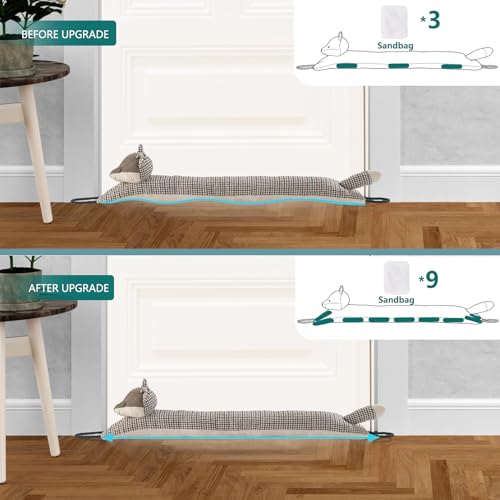Image of Marwood Under Door Draft Stopper Decorative Wind Stopper 48 inch for Door & Window, Weighted Animal Air Draft Stopper Snake Noise Blocker for Bottom of Door with Hanging Loops - Fox