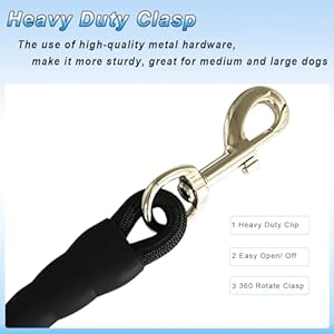   18-Inch-Short-Dog-Leash-Traffic-Pet-Lead-Strong-Nylon-Padded-Handle-Well-Made-Clasp-Great-for-Medium-and-Large-Dogs-Training-Walking-Black
