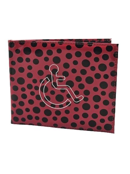Disabled Badge and Timer Holder Disabled Badge Holder for Car Blue Badge Protector Hologram Safe Parking Permit Display Cover Disability Badge Cover Polka-Dot (Maroon)