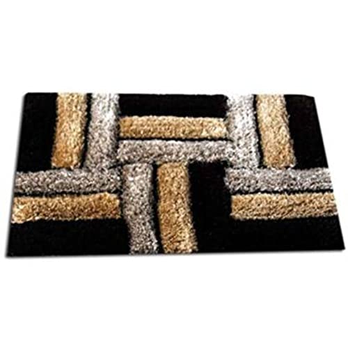 Image of Anti Skid Doormats for Home and Office Entrance Living Room and Bathroom Mats | Entrance Door Mats for Home and Office Entryway. (Black T Beige, 16x24)