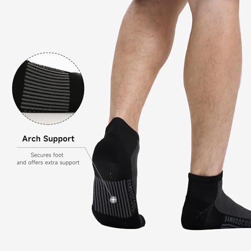 BAMBOO COOL Men's Athletic Ankle Socks Cushioned Moisture Wicking, Low Cut Running Mesh Socks Arch Support, 8 Pack2