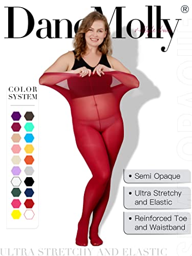 Image of DancMolly Plus Size Tights for Women, Control Top Semi Opaque Nylon Pantyhose High Waist