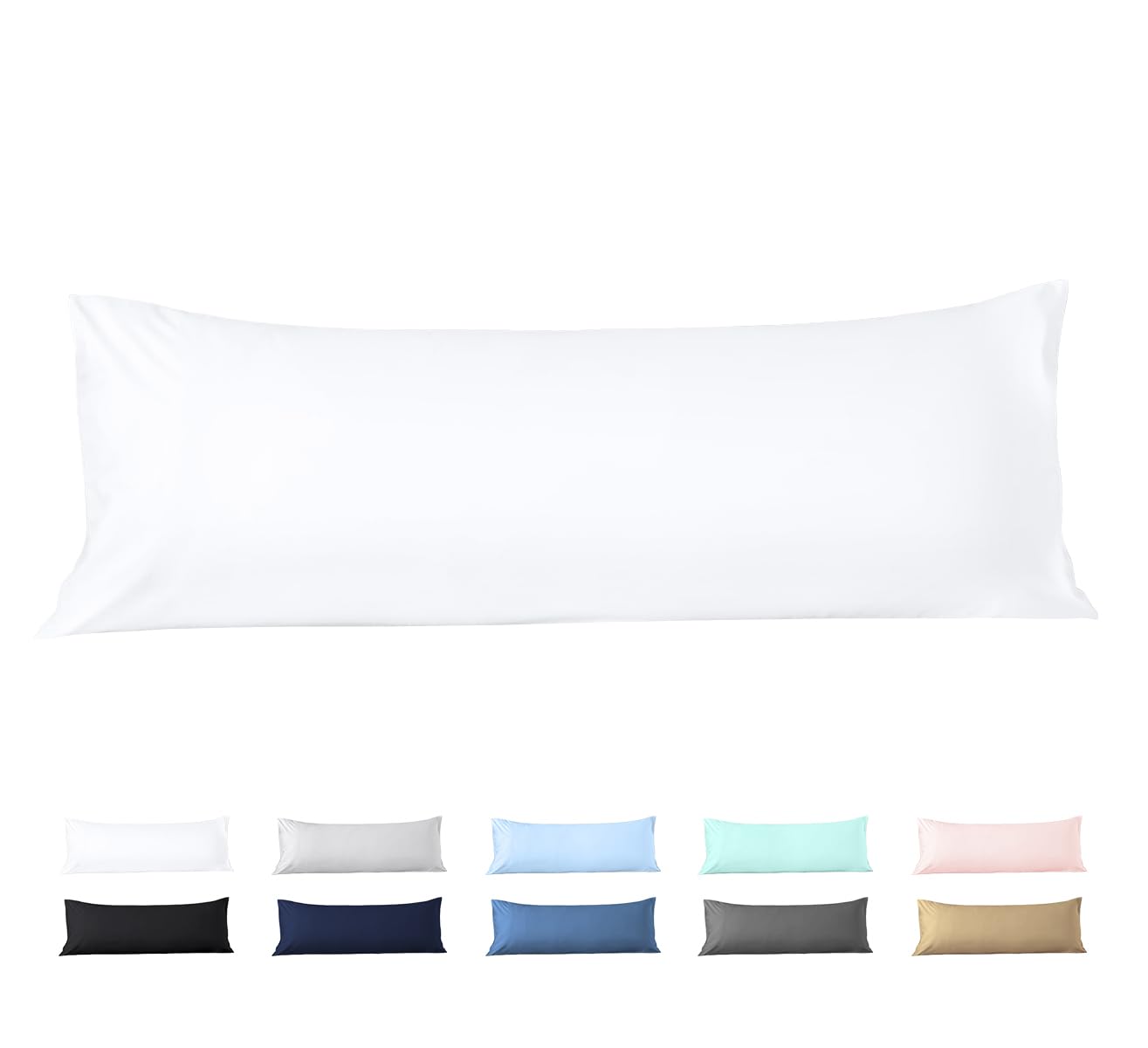 Body Pillow Cover 20x60 Body Pillow Case 100% Egyptian Cotton 600 Thread Count Soft & Skin-Friendly 1 Piece Body Pillowcase with Zipper Closure - 20x60 Inches, White