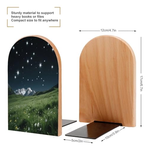 Sujetalibros de madera Alpine Meadow Stars organizador ideal para estanterías de oficina 3