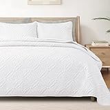 Exclusivo Mezcla Twin Quilt Bedding Set, Lightweight Soft Bedspreads Coverlets with 1 Pillow Sham, Modern White Quilts Twin XL Size for All Seasons