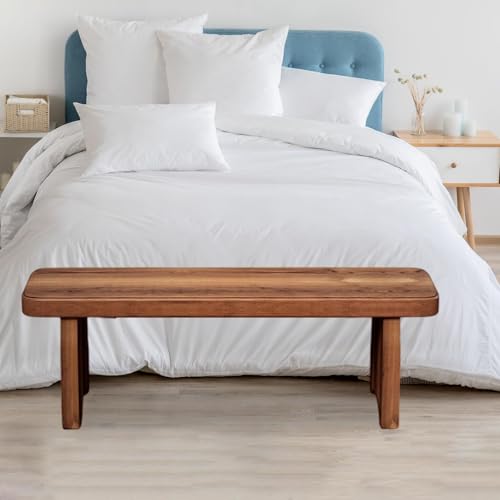 Banco para cama de dormitorio rústico de madera maciza 60cm 3
