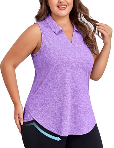 FOREYOND Plus Size Sleeveless Golf Shirt