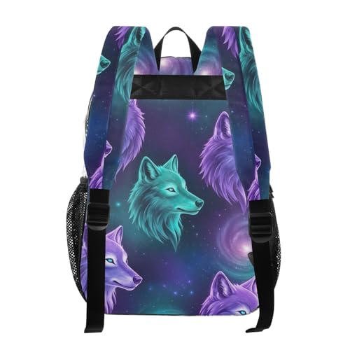 Clear Backpack for Women Kids Girls Backpack Boys Approved Plastic Bag Large Majestic Neon Wolves Heads3