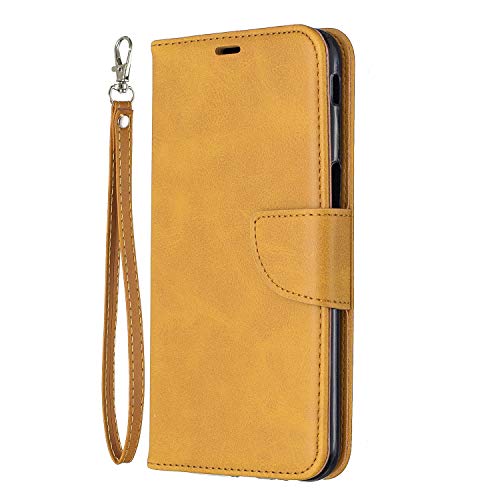 Preisvergleich Produktbild Tosim Galaxy J6+ (J6Plus) Hülle Leder, Klapphülle mit Kartenfach Brieftasche Lederhülle Stossfest Handyhülle Klappbar Case für Samsung Galaxy J6 Plus - TOBFE150166 Gelb