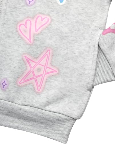 Image of Disney Lilo and Stitch Girls Cozy Fleece Zip Up Graphic Hoodie Sweatshirt