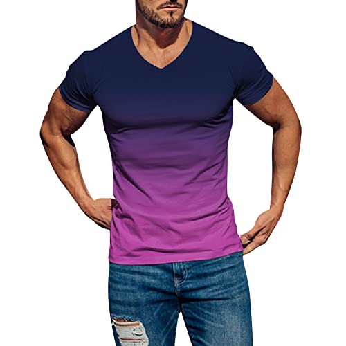 Amazon.com: Mens V-Neck T Shirts Quick Dry Gradient Short