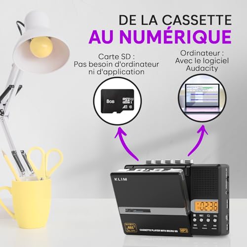 K10 Lecteur Cassette Audio - Enregistreur et Convertisseur MP3 - SD 8 GB – vue 3