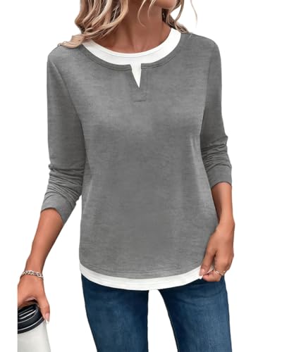 ROFUSSO Maglietta Casual da Donna con Collo Rotondo e Maniche