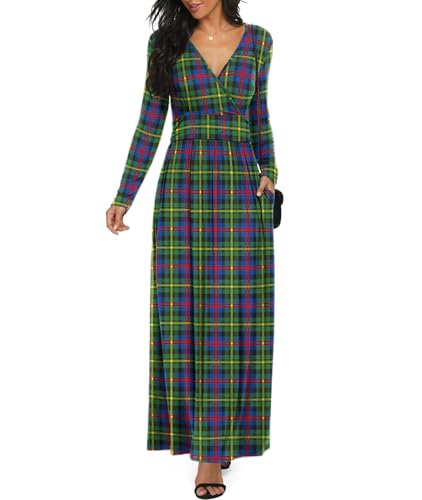 Image of LILBETTER Women Long Sleeve Deep V Neck Loose Plain Long Maxi Casual Dress