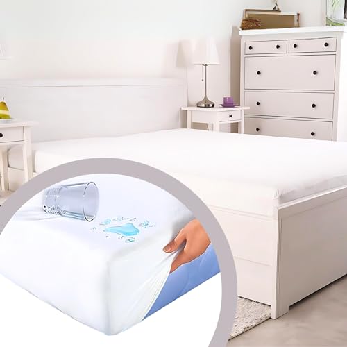 Andrea Simone Protège-matelas 180 x 200 cm, 70 % coton, drap-housse imperméable, 180 x 200 cm,...
