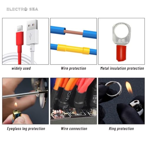 Image of ElectroSea Large 20 Cm Each Heat Shrink Tube Set, 100 Pieces Multicolor Polyolefin Tubing Kit, 1-12mm Assorted Sizes for Wire Protection, Cable Repair, Metal Insulation