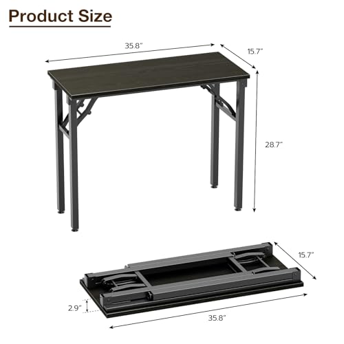 Image of TEMI Small Computer Desk Folding Table - 35.8 inch Foldable Office Desk, No Assembly, Perfect for Small Spaces in Bedroom, or Apartment, Portable Mini Desk or Study Table Compact Design, Dark Oak