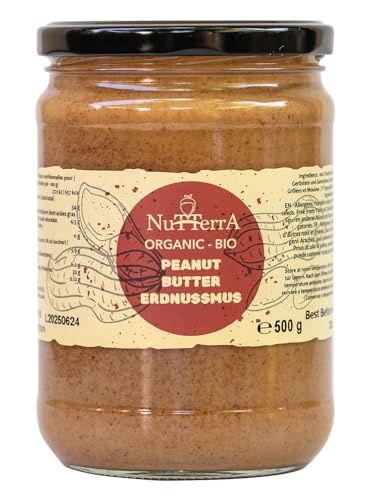 Nutterra - Nutterra 500 g de beurre d'arachide complet bio – 100 % cacahuètes, sans huile de palme, sans additifs – Haute teneur en protéines, végétalien par Nutterra (500, beurre d'arachide)