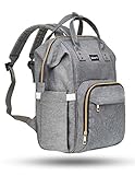 Zuzuro Diaper Bag - Baby Bag - Waterproof Backpack w/Large Capacity & Multiple Pockets for Organization. Ideal for Travel Nappy Bags - W/Insulated Bottle Pocket. 2 Stroller Hooks Incl. (Silver Gray)