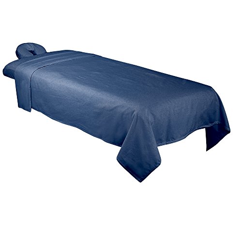 Forpro Professional Collection Premium Flannel 3-Piece Massage Sheet Set, Ocean Blue, For Massage Tables, Includes Massage Flat Sheet, Massage Fitted Sheet, And Massage Fitted Face Rest Cover, 1 Count (Pack Of 1), (4470704) #TOP2