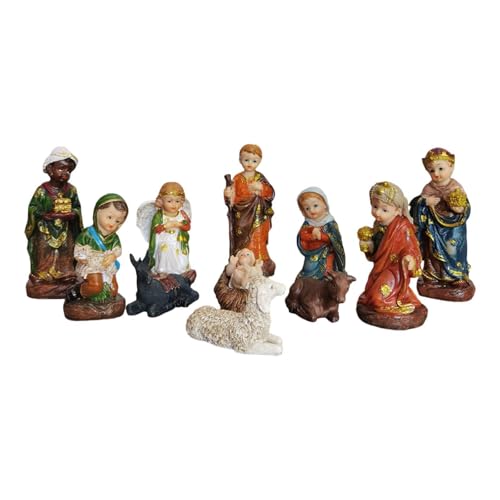 jojomis 11Pcs Christmas Nativity Scene Figurine Set, Birth of Jesus Ornament, Religious Resin Decor for Holiday Party, Tabletop Decorations