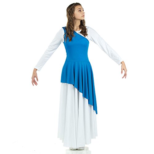 Danzcue Women’s Asymmetrical Dance Tunic Praise Dance Tunic for Women (White Dress Not Included), Bright Royal, Large-X-Large