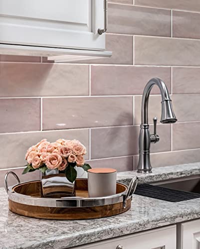 2.5" X 8" Pink Ceramic Tile For Kitchen, Bathroom Or Wall Panel (Sample Swatch- 5"X4") #TOP3